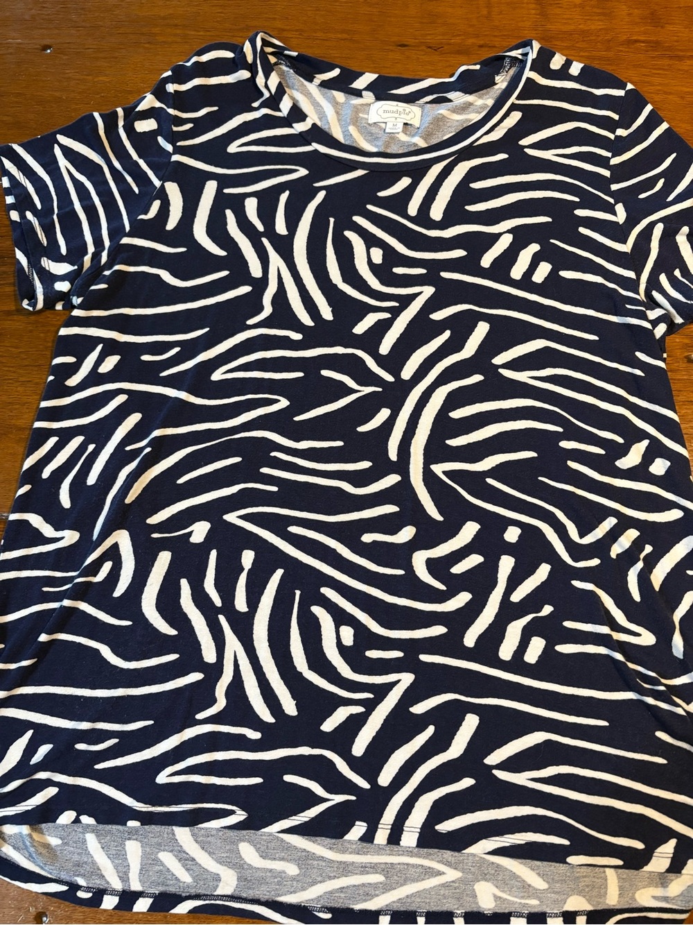 Mud Pie Navy & White Zebra-Print Short Sleeve Tunic